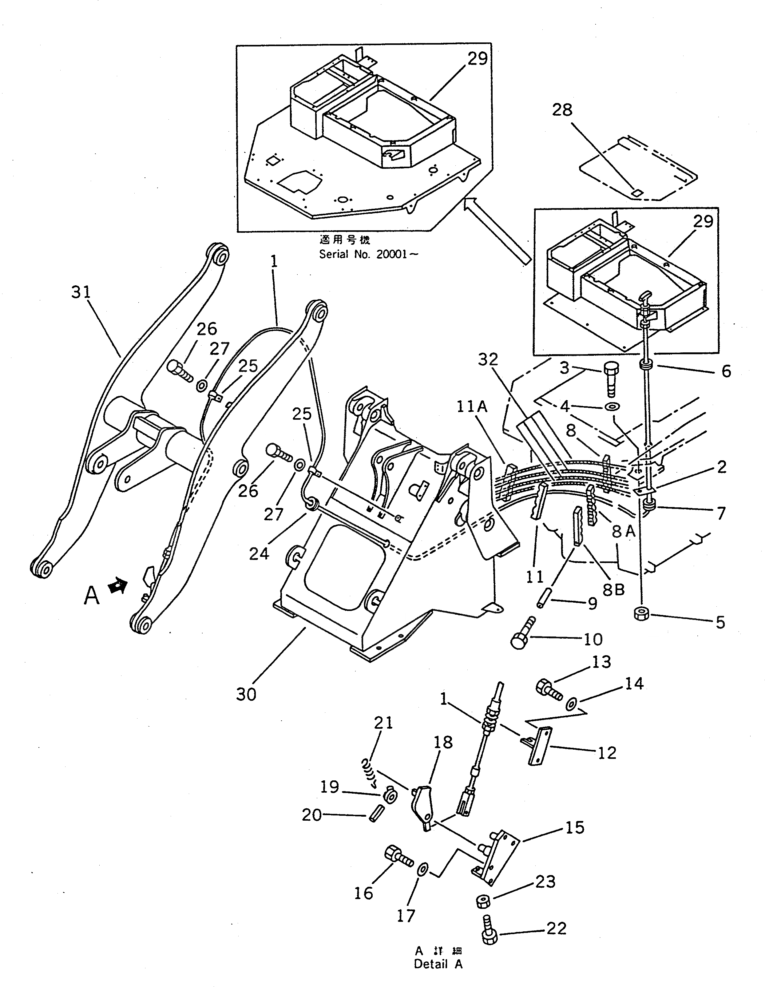 Схема запчастей Komatsu WA100-1 - СОЕДИНИТ. УСТР-ВО МЕХ-М УПРАВЛ-Я (ДЛЯ МЕХАНИЧ. ТИП) РАБОЧЕЕ ОБОРУДОВАНИЕ