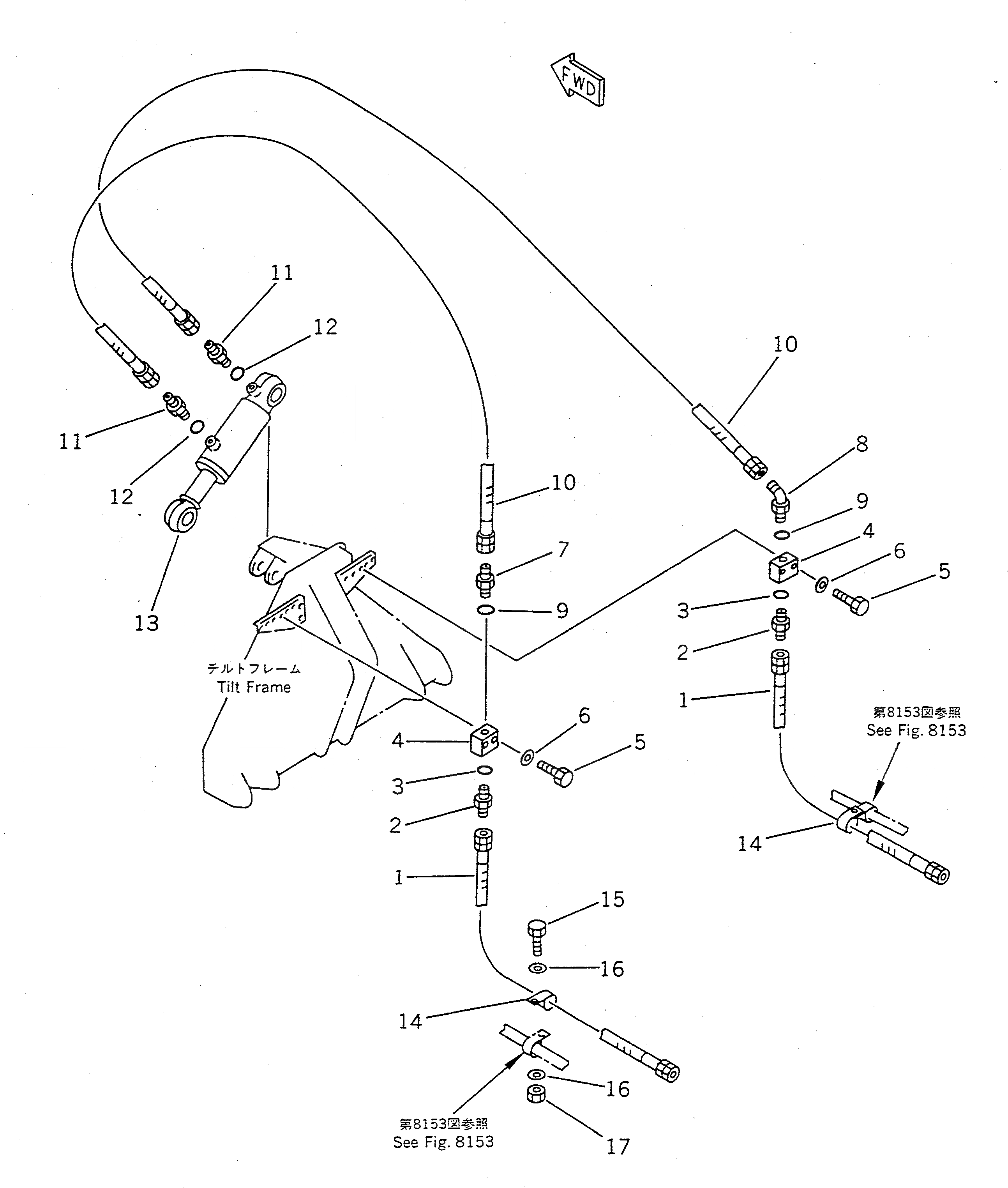 Схема запчастей Komatsu WA100-1 - PITCH И ANGLE SNOW PНИЗ. (ЦИЛИНДР ПЕРЕКОСА ЛИНИЯ) (С НАКЛОНЯЕМ.)(№-) СПЕЦ. APPLICATION ЧАСТИ