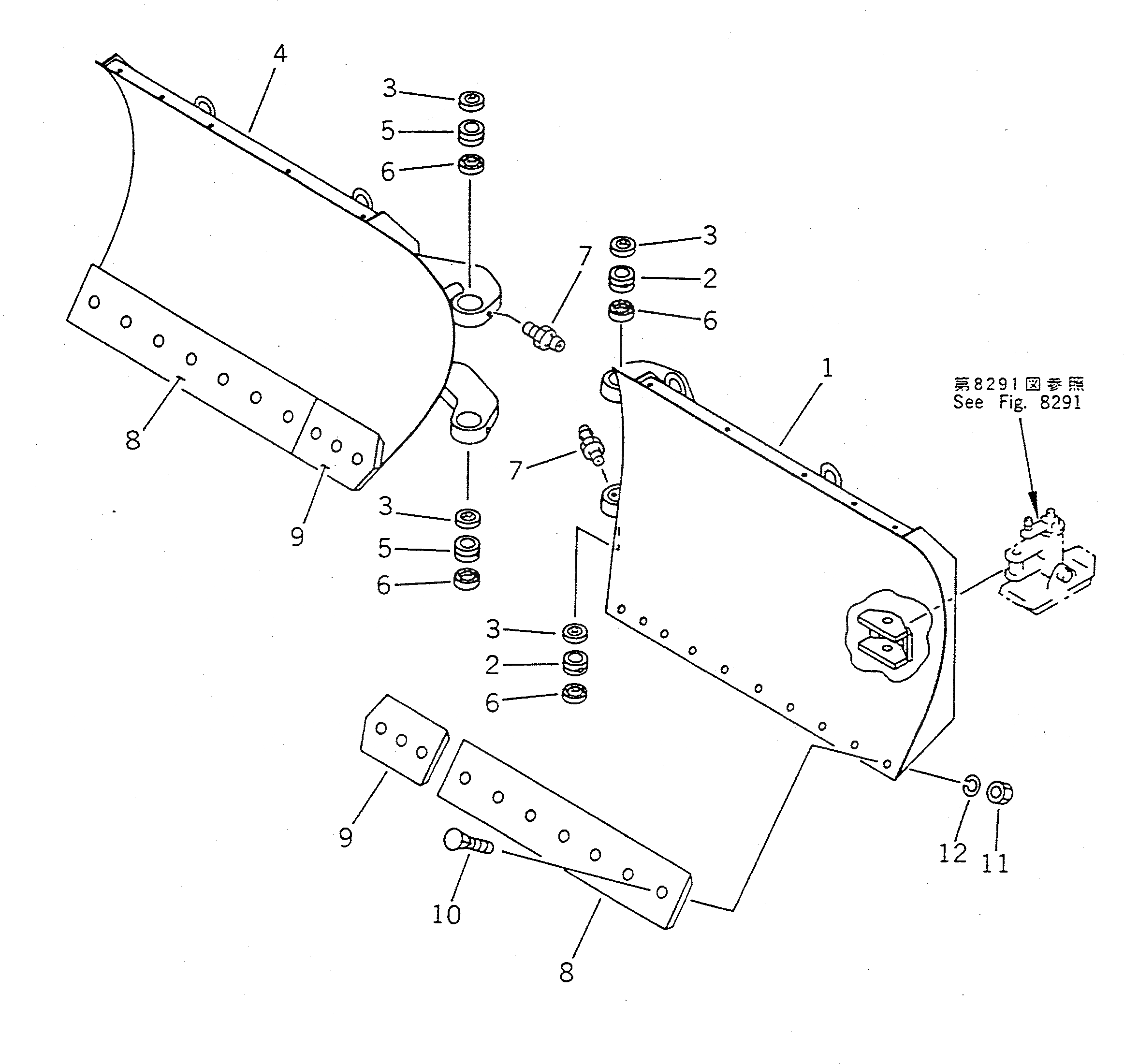 Схема запчастей Komatsu WA100-1 - MULTI ОТВАЛ (SLIDE ТИП)(№-) СПЕЦ. APPLICATION ЧАСТИ