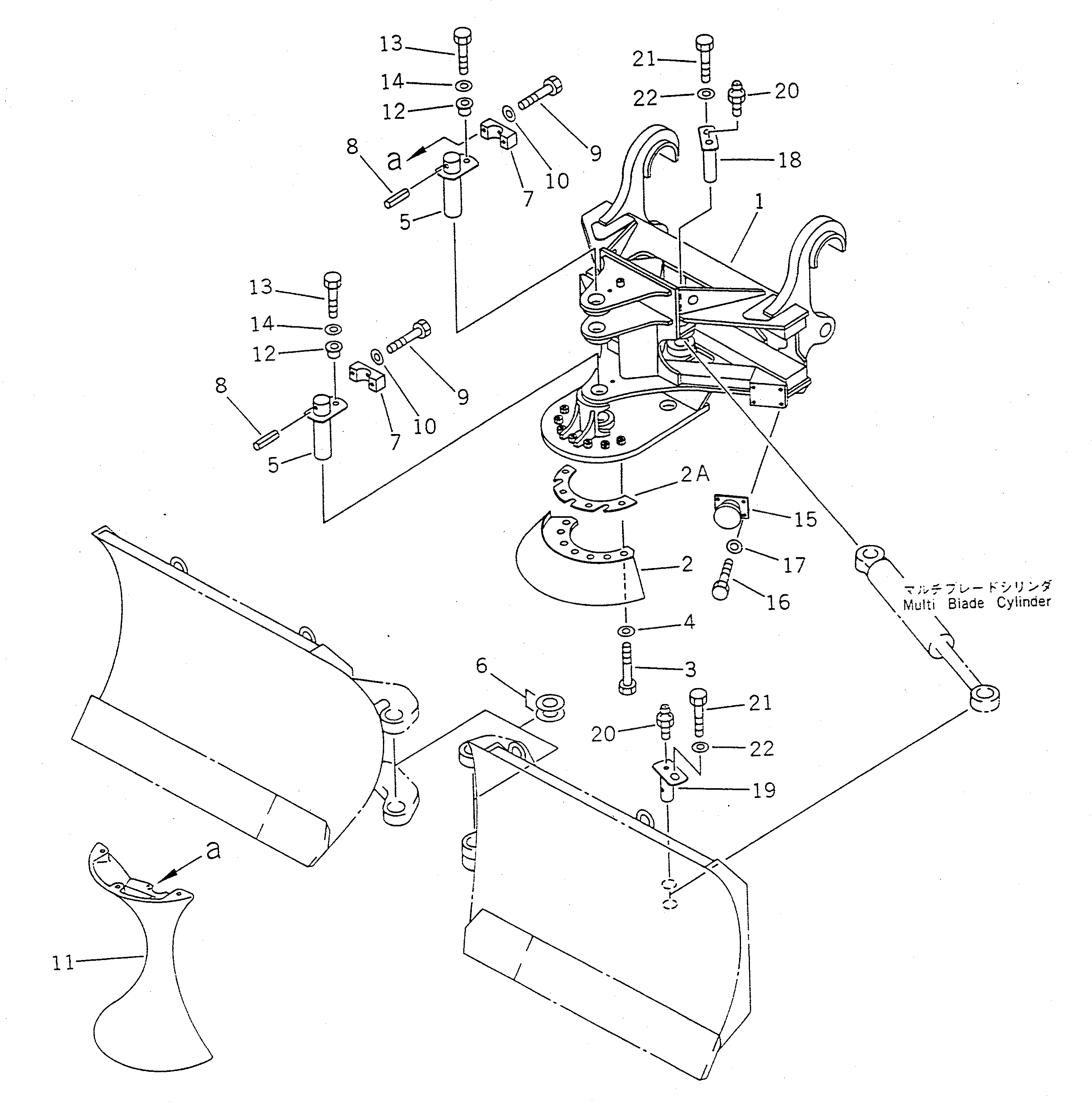 Схема запчастей Komatsu WA100-1 - MULTI ОТВАЛ НЕСУЩИЙ ЭЛЕМЕНТ (С ГИДРАВЛ СОЕДИНИТ. УСТР-ВО)(№-) СПЕЦ. APPLICATION ЧАСТИ