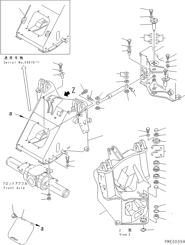 Схема запчастей Komatsu WA100-3-XW - ПЕРЕДН. РАМА (КОМПОНЕНТЫ (ОБСЛУЖИВ-Е))(№-) РАМА И ЧАСТИ КОРПУСА