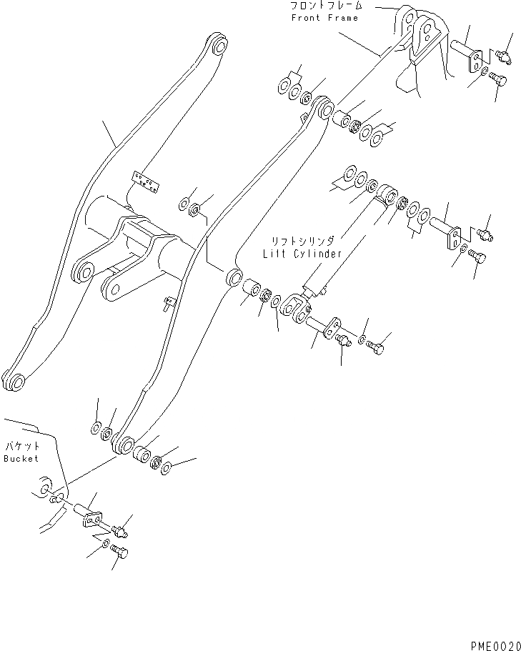 Схема запчастей Komatsu WA100-3-XW - РУКОЯТЬ (С ПЕРЕДН. НАВЕСН. ОБОРУД) (С 5-СЕКЦИОНН. УПРАВЛЯЮЩ. КЛАПАН)(№-) РАБОЧЕЕ ОБОРУДОВАНИЕ