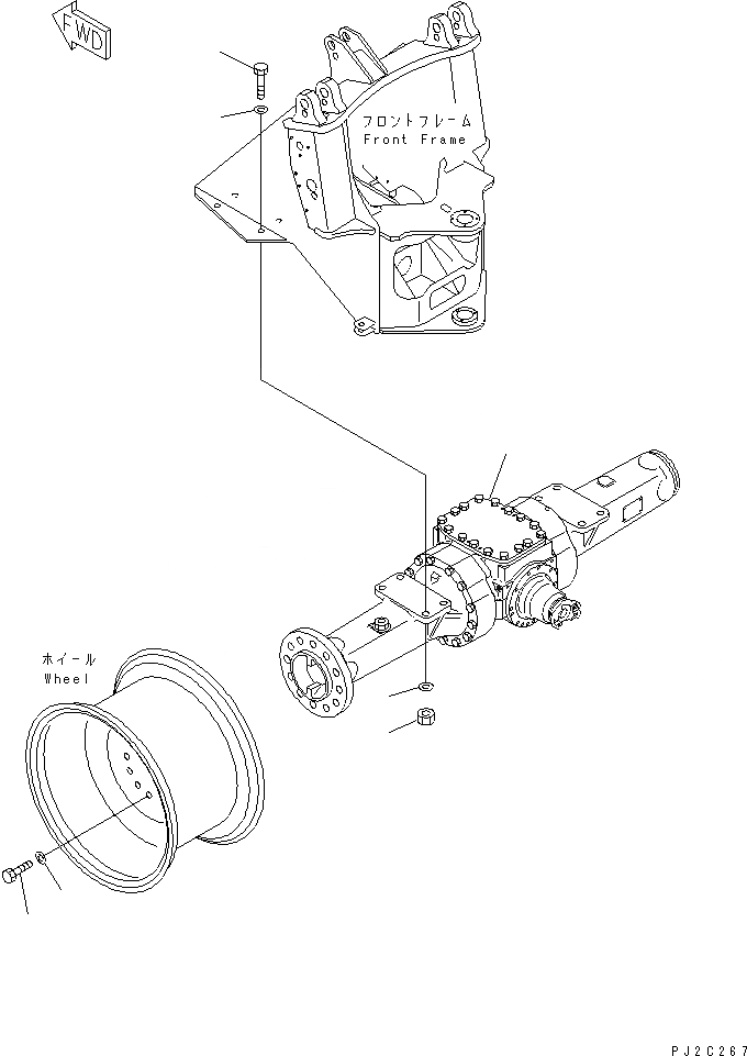 Схема запчастей Komatsu WA100-3-HW - ПЕРЕДНИЙ МОСТ И ЭЛЕМЕНТЫ КРЕПЛЕНИЯ ГИДРОТРАНСФОРМАТОР И ТРАНСМИССИЯ