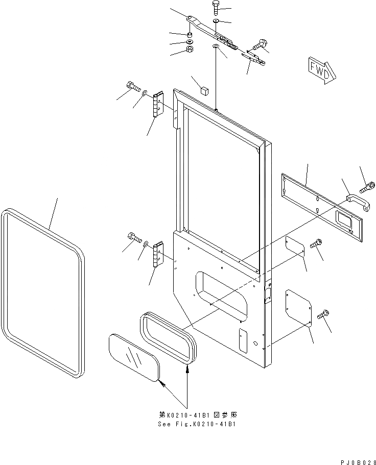 Схема запчастей Komatsu WA100-3-HW - КАБИНА ДЛЯ 2 ЧЕЛ. (ЧАСТИ ДВЕРИ ПРАВ.)(№-) КАБИНА ОПЕРАТОРА И СИСТЕМА УПРАВЛЕНИЯ