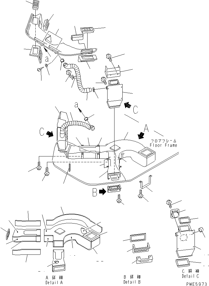 Схема запчастей Komatsu WA100-3-HW - ОБОГРЕВАТЕЛЬ. И АНТИОБЛЕДЕНИТЕЛЬ (ОБОГРЕВАТЕЛЬ. ВОЗДУХОВОДЫ) КАБИНА ОПЕРАТОРА И СИСТЕМА УПРАВЛЕНИЯ