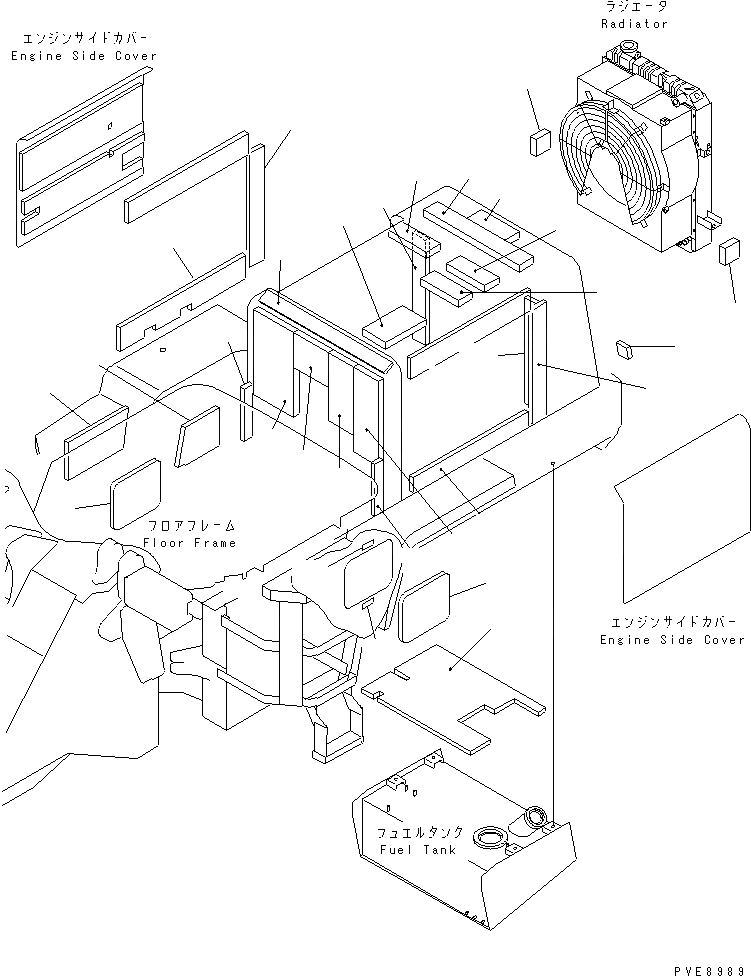 Схема запчастей Komatsu WA100-3-HW - ЩИТКИ (СНЕГОУБОРОЧН. СПЕЦ-Я.) (С УДЛИНН. ВПУСК ВОЗДУХА)     (С КОНДИЦИОНЕРОМ) ЧАСТИ КОРПУСА