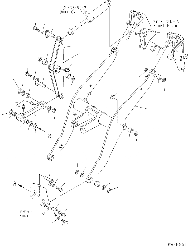 Схема запчастей Komatsu WA100-3-HW - РУКОЯТЬ И КОЛЕНЧАТЫЙ РЫЧАГ (С СОЕДИНИТ. УСТР-ВО P.A.P.) РАБОЧЕЕ ОБОРУДОВАНИЕ