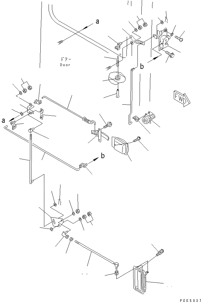 Схема запчастей Komatsu WA100-3A-SN - КАБИНА ДЛЯ 2 ЧЕЛ. (ЗАМОК ДВЕРИ ПРАВ.)(№-) КАБИНА ОПЕРАТОРА И СИСТЕМА УПРАВЛЕНИЯ
