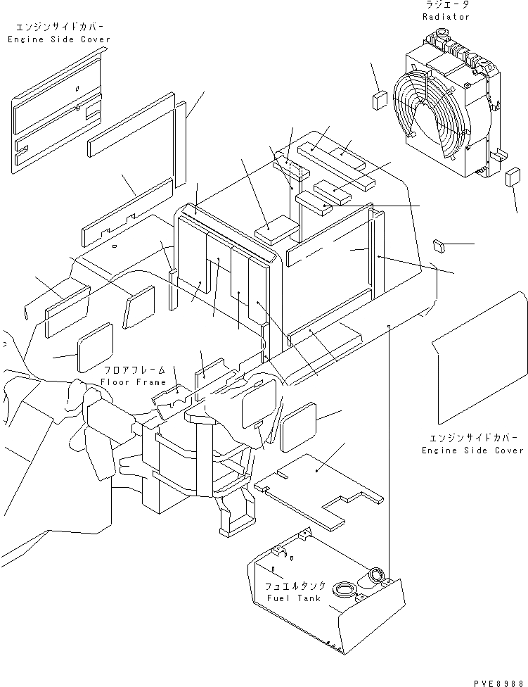 Схема запчастей Komatsu WA100-3A-SN - ЩИТКИ (СНЕГОУБОРОЧН. СПЕЦ-Я.) (С УДЛИНН. ВПУСК ВОЗДУХА) ЧАСТИ КОРПУСА