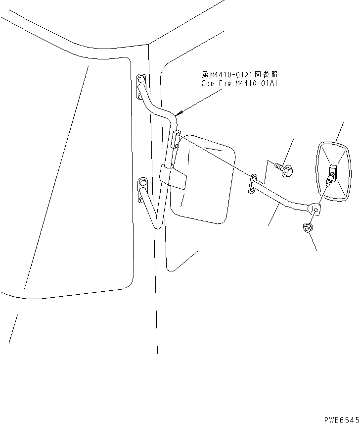 Схема запчастей Komatsu WA100-3A-SN - ДОПОЛН. ЗЕРКАЛА ЗАДН. ВИДА(С КАБИНОЙ) ЧАСТИ КОРПУСА