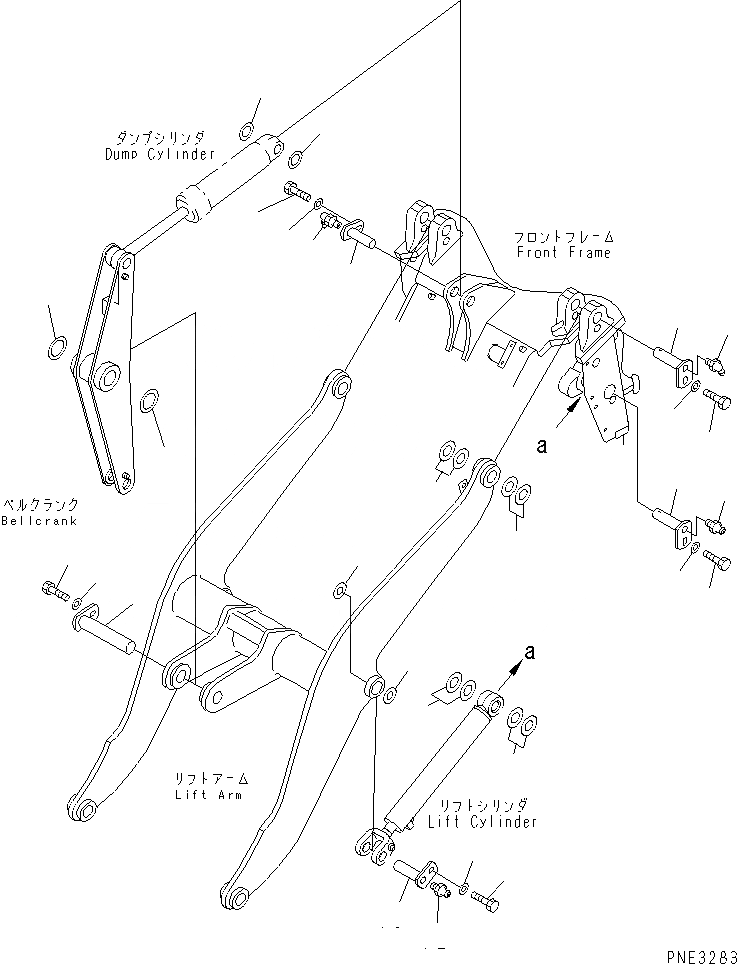 Схема запчастей Komatsu WA100-3A-SN - РУКОЯТЬ И КОЛЕНЧАТЫЙ РЫЧАГ (ЭЛЕМЕНТЫ КРЕПЛЕНИЯ) РАБОЧЕЕ ОБОРУДОВАНИЕ