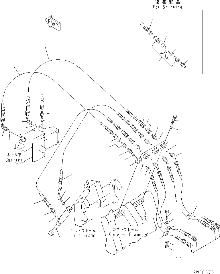 Схема запчастей Komatsu WA100-3A-SN - ОТВАЛ (ANGLE CYL. ЛИНИЯ И PWR. ЛИНИЯ ПЕРЕКОСА) (P.A.P.) (W/ MLT.   COPLER PWR. НАКЛОН.) РАБОЧЕЕ ОБОРУДОВАНИЕ