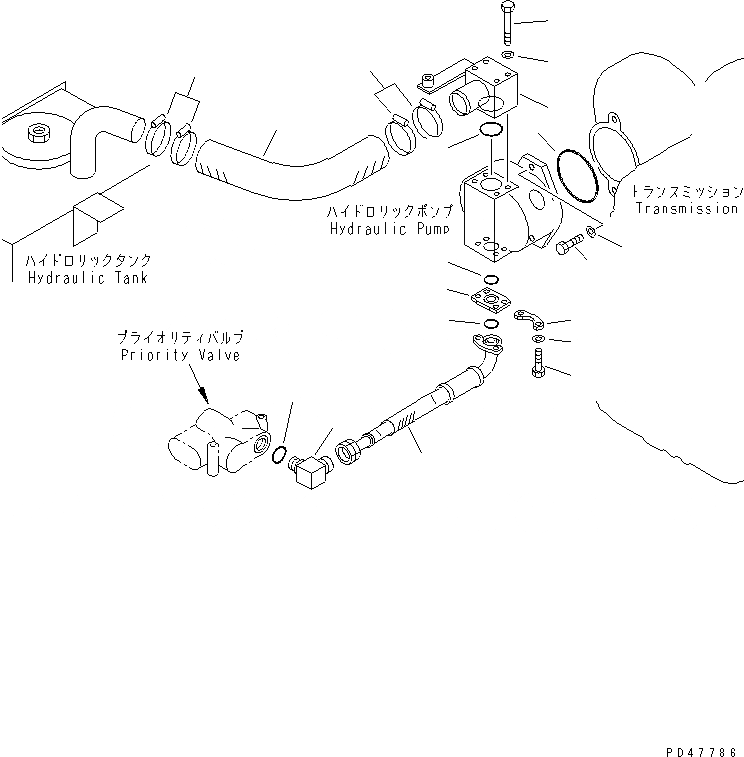 Схема запчастей Komatsu WA100-3A-S - ГИДРОЛИНИЯ (ВСАСЫВ. И ЛИНИЯ ПОДАЧИ)(№-) УПРАВЛ-Е РАБОЧИМ ОБОРУДОВАНИЕМ