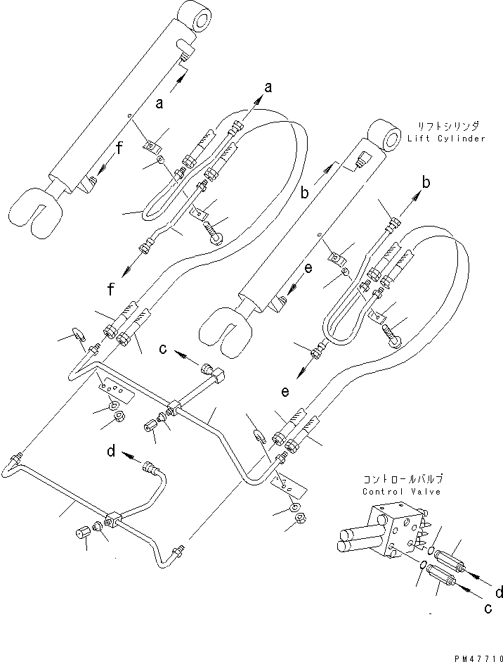 Схема запчастей Komatsu WA100-3A-S - ГИДРОЛИНИЯ (ЛИНИЯ ГИДРОЦИЛИНДРА ПОДЪЕМА)(№-) УПРАВЛ-Е РАБОЧИМ ОБОРУДОВАНИЕМ