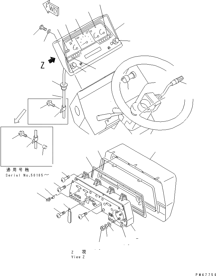Схема запчастей Komatsu WA100-3A-SW - ПАНЕЛЬ ПРИБОРОВ (С КАБИНОЙ ДЛЯ 2 ЧЕЛ.)(№-) КОМПОНЕНТЫ ДВИГАТЕЛЯ И ЭЛЕКТРИКА