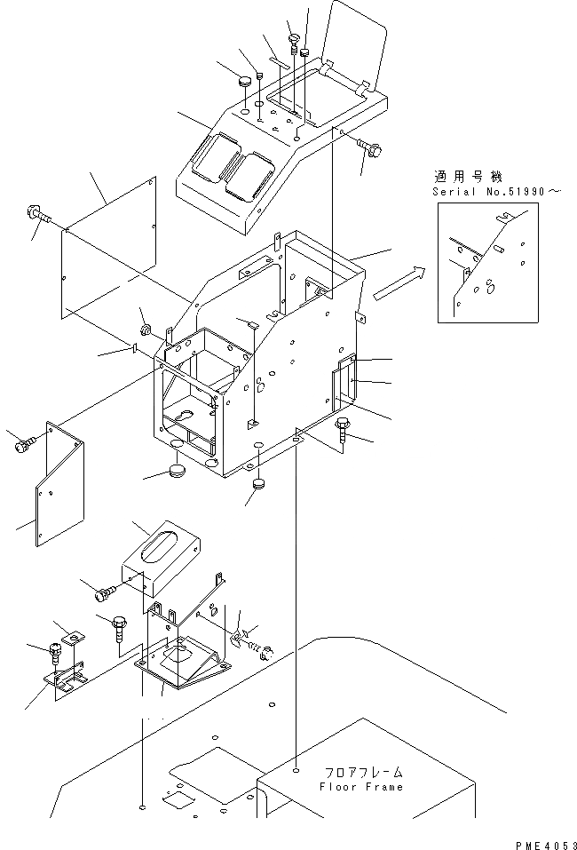 Схема запчастей Komatsu WA100-3A-SW - ПРАВ. КОНСОЛЬН. БЛОК (С ПЕРЕДН. НАВЕСН. ОБОРУД)             (С 5-СЕКЦИОНН. УПРАВЛЯЮЩ. КЛАПАН)(№-) РАМА И ЧАСТИ КОРПУСА