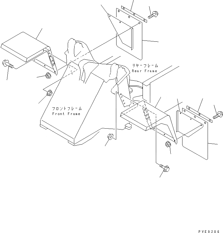 Схема запчастей Komatsu WA100-3A-SW - ПЕРЕДН. КРЫЛО(№.-) РАМА И ЧАСТИ КОРПУСА