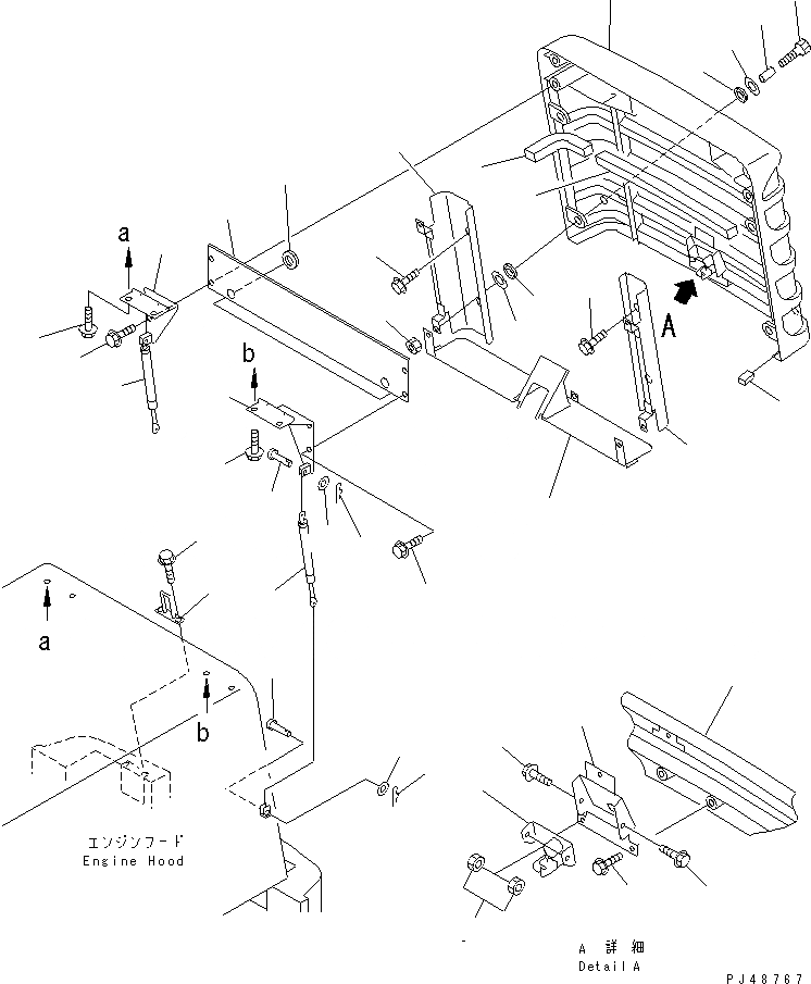 Схема запчастей Komatsu WA100-3A-SW - ЗАЩИТА РАДИАТОРА (ДЛЯ СНЕГОУБОРОЧН. СПЕЦ-Я.)(№-) РАМА И ЧАСТИ КОРПУСА