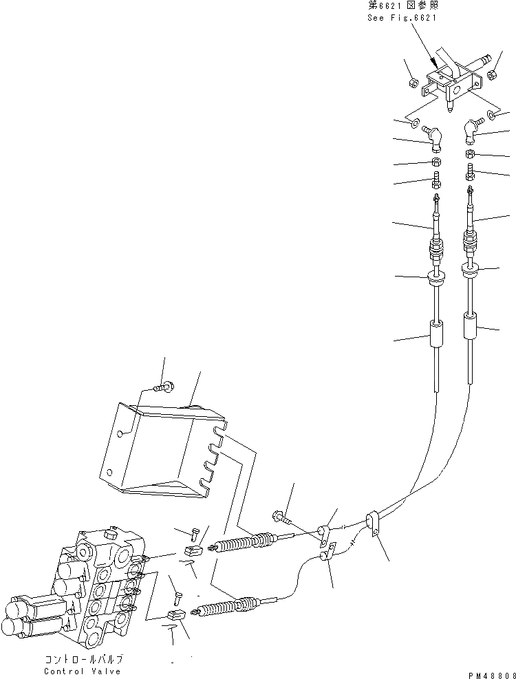 Схема запчастей Komatsu WA100-3A-SW - ПЕРЕДН. УПРАВЛ. НАВЕСН. ОБОРУД. МЕХАНИЗМ (С 4-Х СЕКЦИОНН. УПРАВЛЯЮЩ. КЛАПАН)(№-) УПРАВЛ-Е РАБОЧИМ ОБОРУДОВАНИЕМ