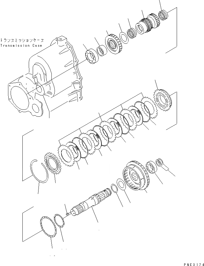 Схема запчастей Komatsu WA100-3A - ТРАНСМИССИЯ (1 МУФТА) ГИДРОТРАНСФОРМАТОР И ТРАНСМИССИЯ
