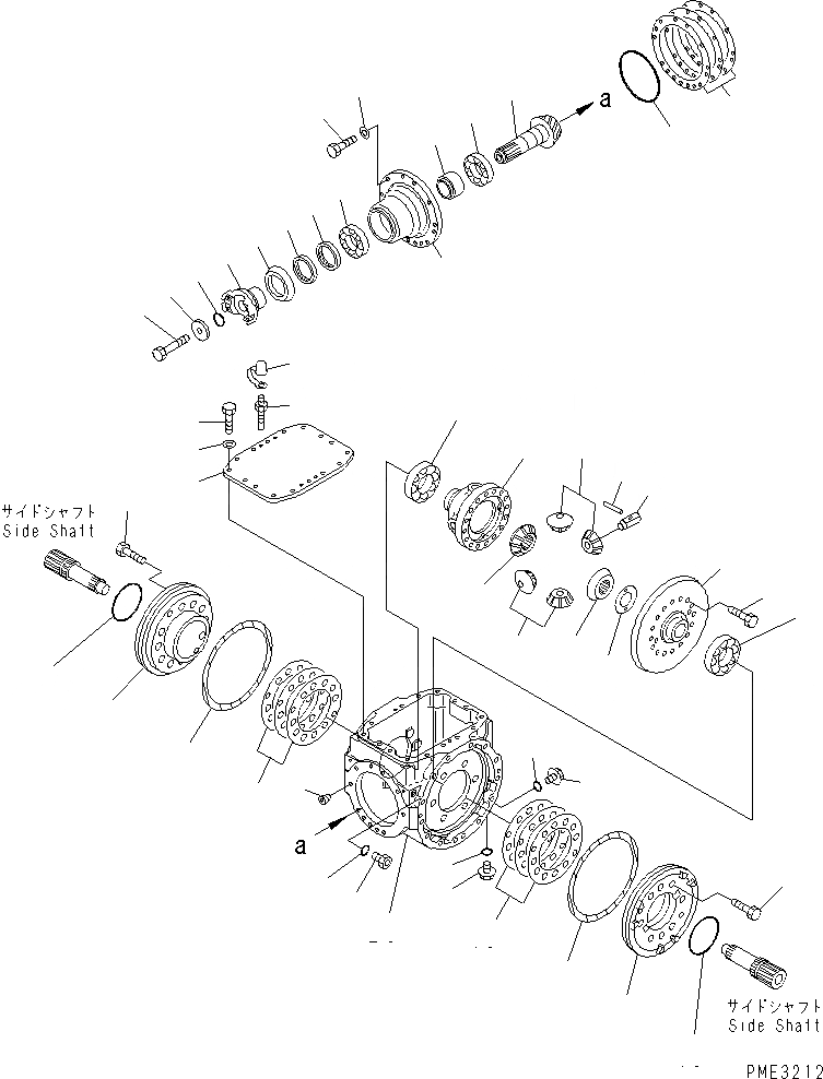 Схема запчастей Komatsu WA100-3A - ЗАДН. МОСТ (ДИФФЕРЕНЦ.) ГИДРОТРАНСФОРМАТОР И ТРАНСМИССИЯ