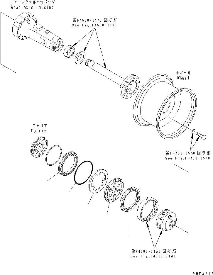 Схема запчастей Komatsu WA100-3A - ЗАДН. МОСТ (ТОРМОЗ.) ГИДРОТРАНСФОРМАТОР И ТРАНСМИССИЯ