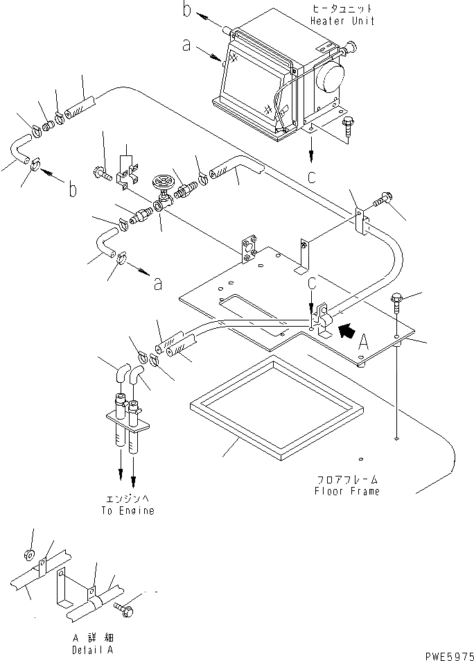 Схема запчастей Komatsu WA100-3A - ГИДР. ПРОВОД. ОБОГРЕВАТЕЛЯ (ЧАСТИ ОБОГР-ЛЯ) КАБИНА ОПЕРАТОРА И СИСТЕМА УПРАВЛЕНИЯ