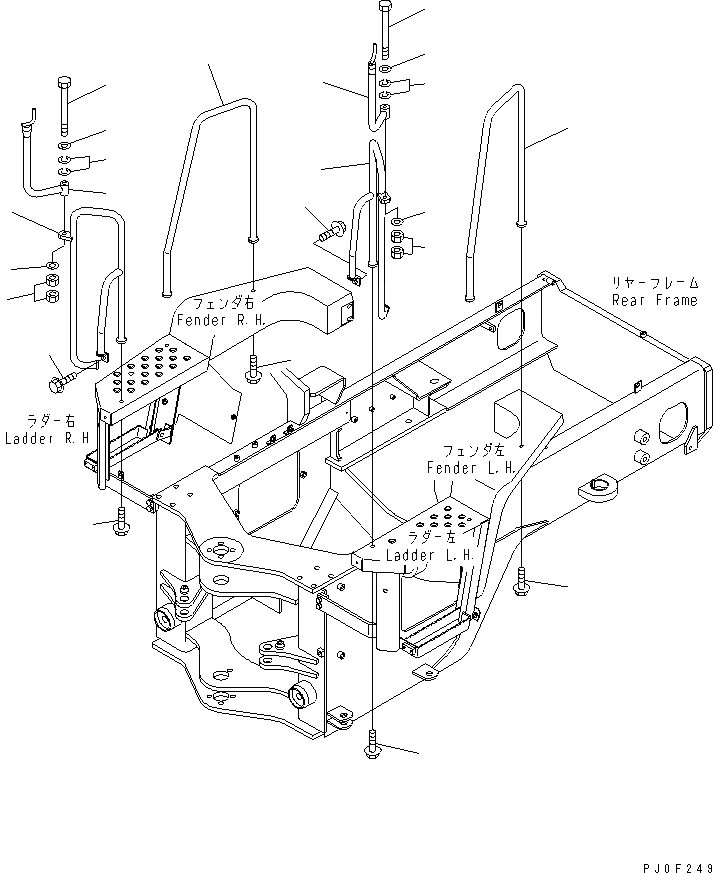 Схема запчастей Komatsu WA100-3A - ПОРУЧНИ (СПЕЦ-Я ДЛЯ УТИЛИЗАЦИИ ПРОМ. ОТХОДОВ) ЧАСТИ КОРПУСА