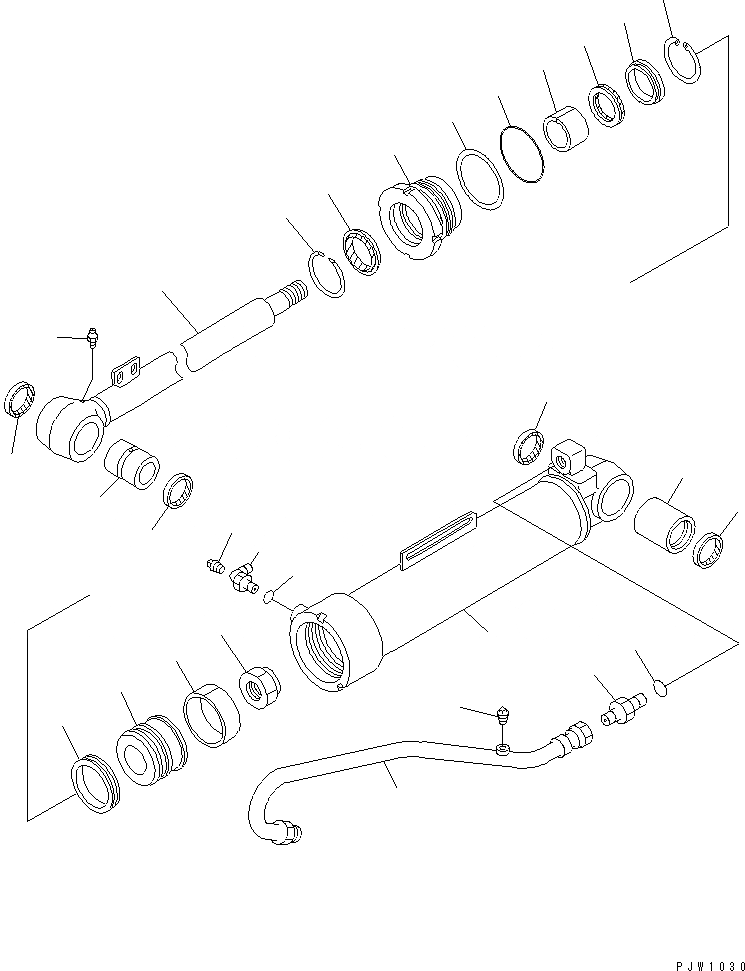 Схема запчастей Komatsu WA100-3A - ГИДРОЦИЛИНДР КОВША (ДЛЯ БОЛЬШ. КОВША)(№-) ОСНОВН. КОМПОНЕНТЫ И РЕМКОМПЛЕКТЫ