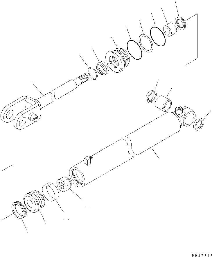 Схема запчастей Komatsu WA100-3A - ДВУСТОРОНН. ГИДРОЦИЛИНДР КОВША ОСНОВН. КОМПОНЕНТЫ И РЕМКОМПЛЕКТЫ