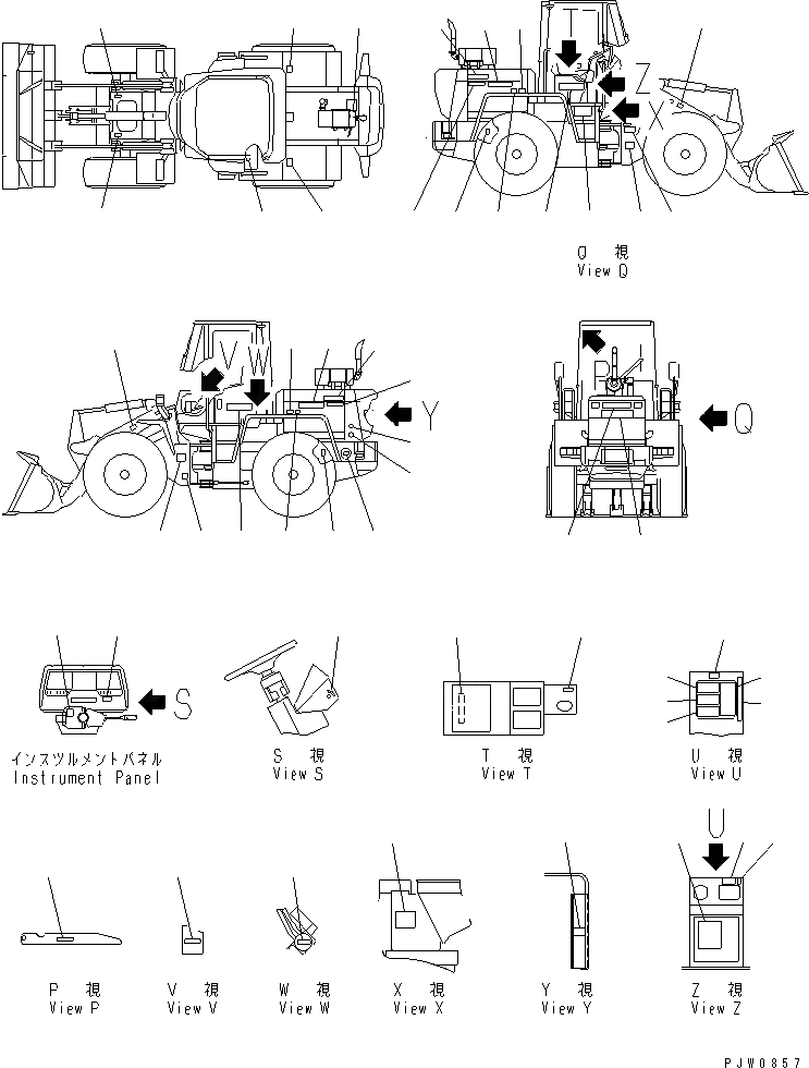 Схема запчастей Komatsu WA100-3A - МАРКИРОВКА (С КАБИНОЙ) (ЯПОН.) (SUPER БЕСШУМН. СПЕЦИФ-Я)(№-) КАТАЛОГИ ЗЧ