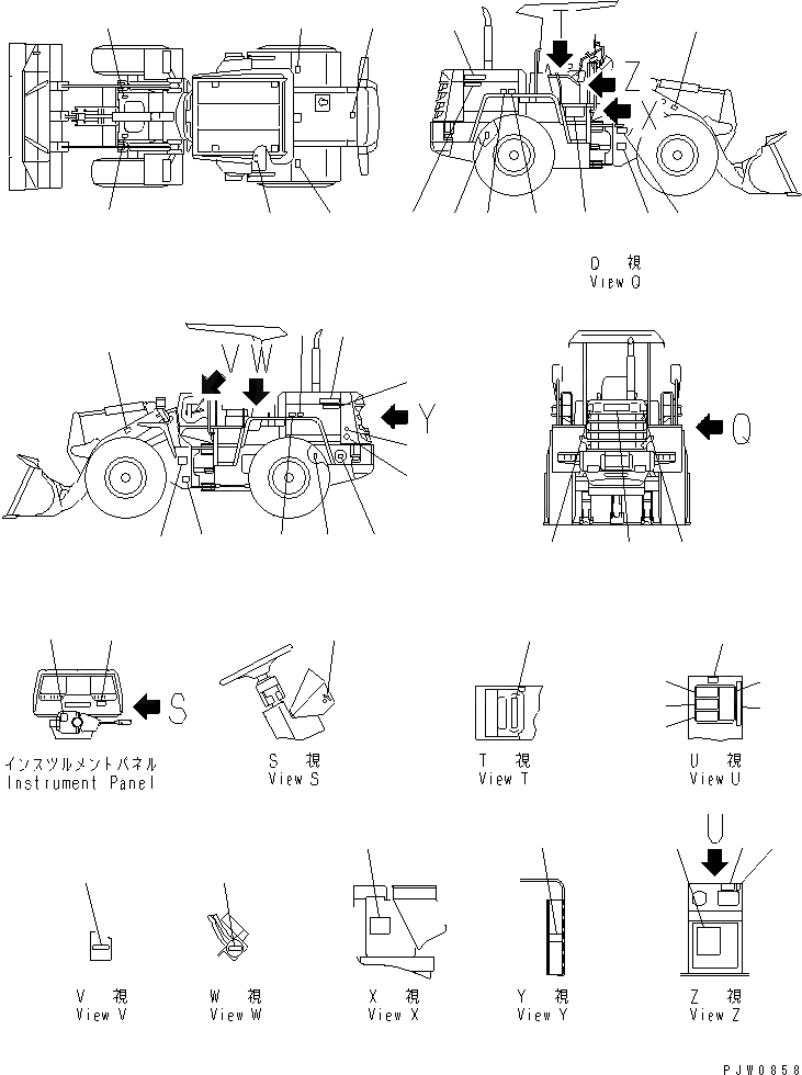 Схема запчастей Komatsu WA100-3A - МАРКИРОВКА (С НАВЕСОМ) (ЯПОН.)(№-) КАТАЛОГИ ЗЧ