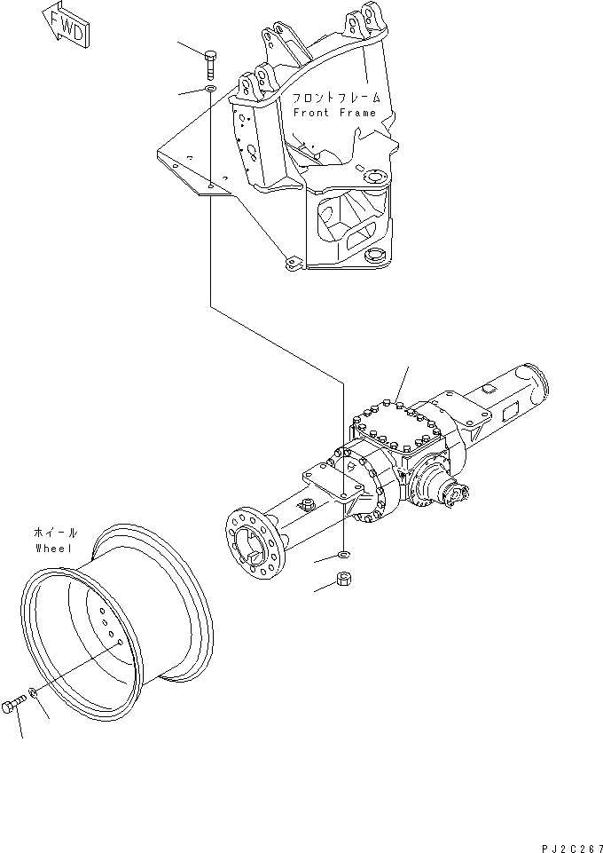 Схема запчастей Komatsu WA100-3-H - ПЕРЕДНИЙ МОСТ И ЭЛЕМЕНТЫ КРЕПЛЕНИЯ ГИДРОТРАНСФОРМАТОР И ТРАНСМИССИЯ