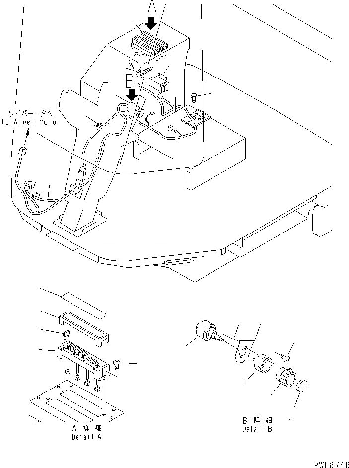 Схема запчастей Komatsu WA100-3-H - ЭЛЕКТРИКА (С КАБИНОЙ) КАБИНА ОПЕРАТОРА И СИСТЕМА УПРАВЛЕНИЯ
