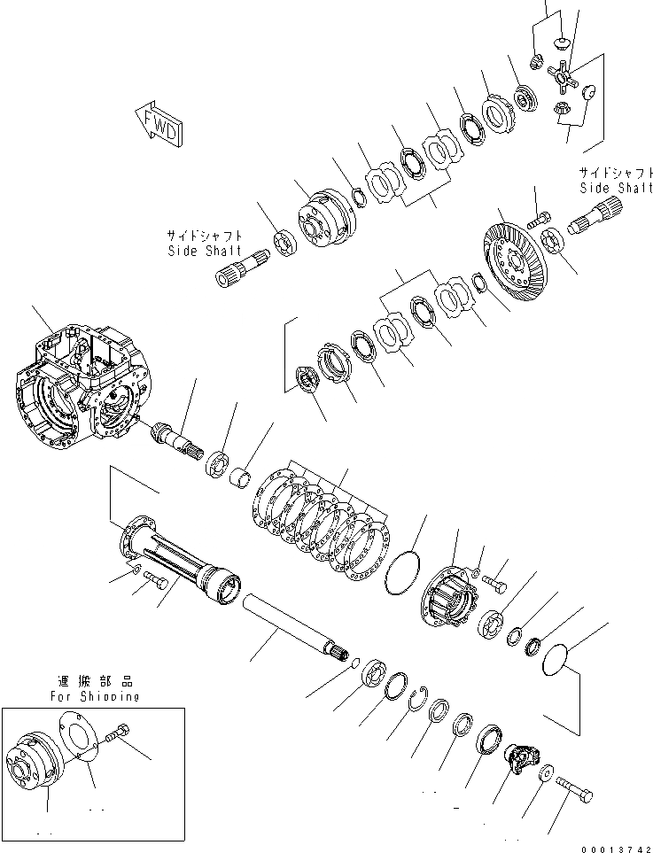 Схема запчастей Komatsu WA100-5 - ПЕРЕДНИЙ МОСТ (ДИФФЕРЕНЦ.) (ASD) ТРАНСМИССИЯ