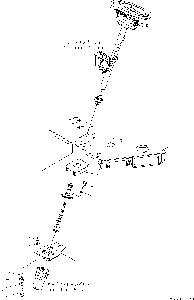 Схема запчастей Komatsu WA100-5 - РУЛЕВОЕ КОЛЕСО (КЛАПАН КРЕПЛЕНИЕ) КАБИНА ОПЕРАТОРА И СИСТЕМА УПРАВЛЕНИЯ