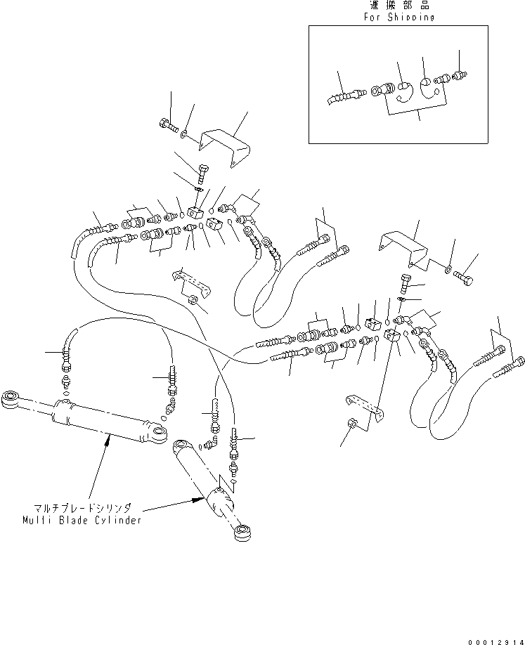 Схема запчастей Komatsu WA100-5 - ОТВАЛ (ЦИЛИНДР НАКЛОНА ЛИНИЯ /) (MULTI ОТВАЛ) (С СОЕДИНИТ. УСТР-ВО) РАБОЧЕЕ ОБОРУДОВАНИЕ