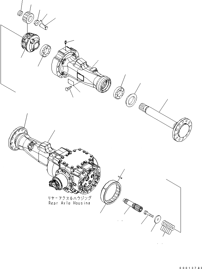 Схема запчастей Komatsu WA100-5-CN - ЗАДН. МОСТ (КОНЕЧНАЯ ПЕРЕДАЧА И КОЖУХ) ТРАНСМИССИЯ