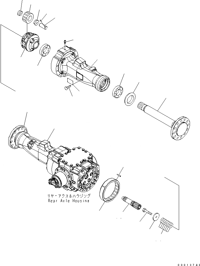 Схема запчастей Komatsu WA100-5-SS - ЗАДН. МОСТ (КОНЕЧНАЯ ПЕРЕДАЧА И КОЖУХ) ТРАНСМИССИЯ