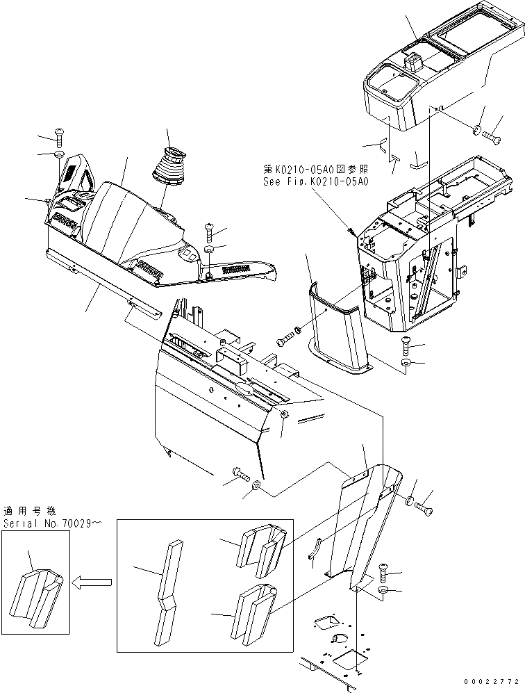 Схема запчастей Komatsu WA100-5-SS - ПОЛ (COVER) КАБИНА ОПЕРАТОРА И СИСТЕМА УПРАВЛЕНИЯ