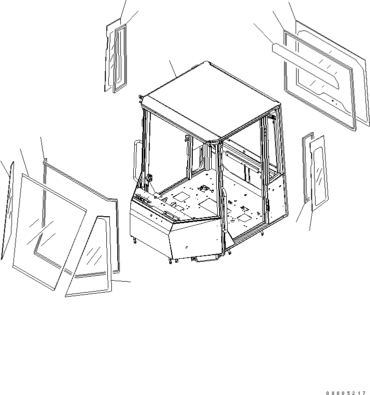 Схема запчастей Komatsu WA100-5-SS - КАБИНА ROPS (КУЗОВ¤ СТЕКЛА) КАБИНА ОПЕРАТОРА И СИСТЕМА УПРАВЛЕНИЯ