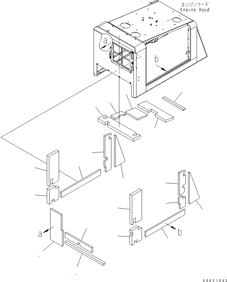 Схема запчастей Komatsu WA100-5-SS - КАПОТ (КАПОТ ЩИТКИ) (SВЕРХН. БЕСШУМН. СПЕЦИФ-Я) ЧАСТИ КОРПУСА