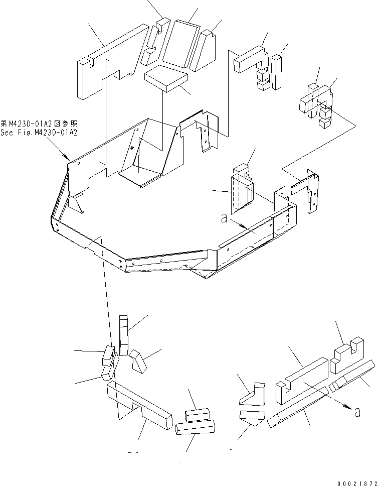 Схема запчастей Komatsu WA100-5-SS - ПОКРЫТИЕ ПОЛА (ЩИТКИ) (SВЕРХН. БЕСШУМН. СПЕЦИФ-Я) ЧАСТИ КОРПУСА
