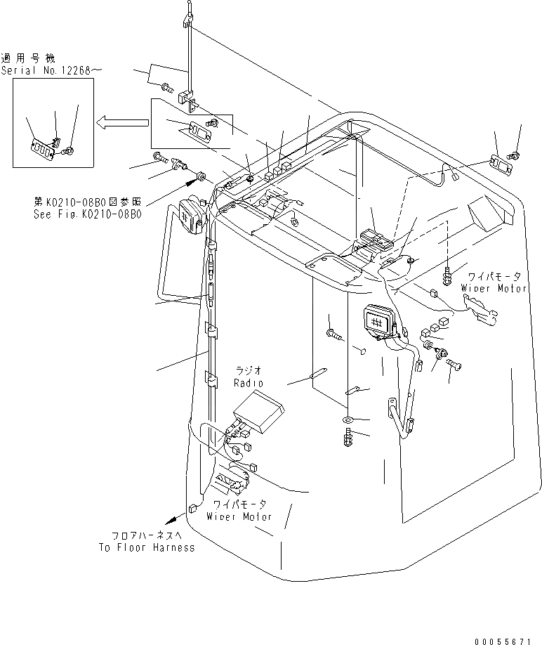 Схема запчастей Komatsu WA100M-3 - КАБИНА (ЭЛЕКТРИКА) (С РАДИО)(№-) OPERATIORS ОБСТАНОВКА И СИСТЕМА УПРАВЛЕНИЯ