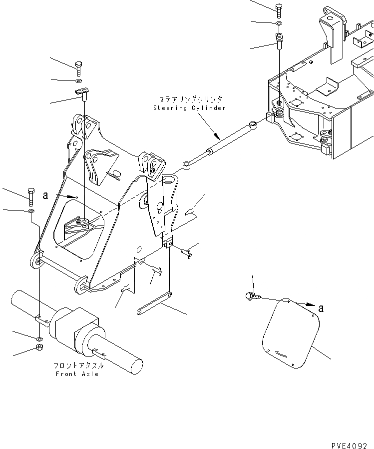 Схема запчастей Komatsu WA100M-3 - БЛОКИРОВКА И КРЫШКИ(ДЛЯ ПЕРЕДН. И ЗАДН. РАМА) ОСНОВНАЯ РАМА И ЕЕ ЧАСТИ