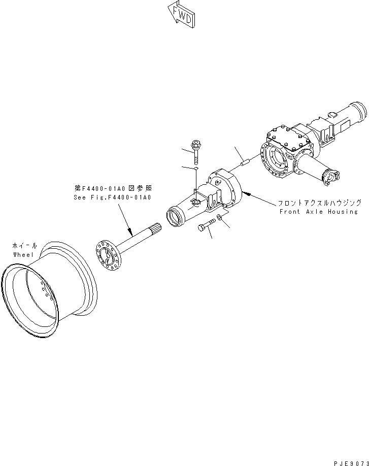 Схема запчастей Komatsu WA100M-3-CB - ПЕРЕДНИЙ МОСТ (КРЕПЛЕНИЕ КОЖУХА МОСТА) ТРАНСМИССИЯ