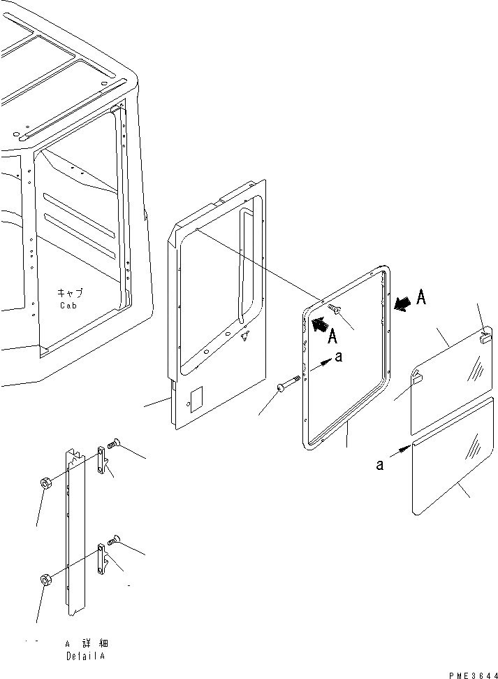 Схема запчастей Komatsu WA100M-3-CB - КАБИНА (ДВЕРЬ ЛЕВ.) (СНЕГОУБОРОЧН. СПЕЦ-Я.)(№-) OPERATIORS ОБСТАНОВКА И СИСТЕМА УПРАВЛЕНИЯ