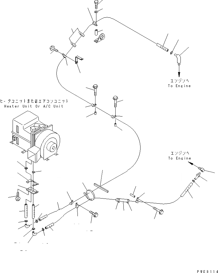 Схема запчастей Komatsu WA100M-3-CB - ГИДР. ПРОВОД. ОБОГРЕВАТЕЛЯ(№-) OPERATIORS ОБСТАНОВКА И СИСТЕМА УПРАВЛЕНИЯ