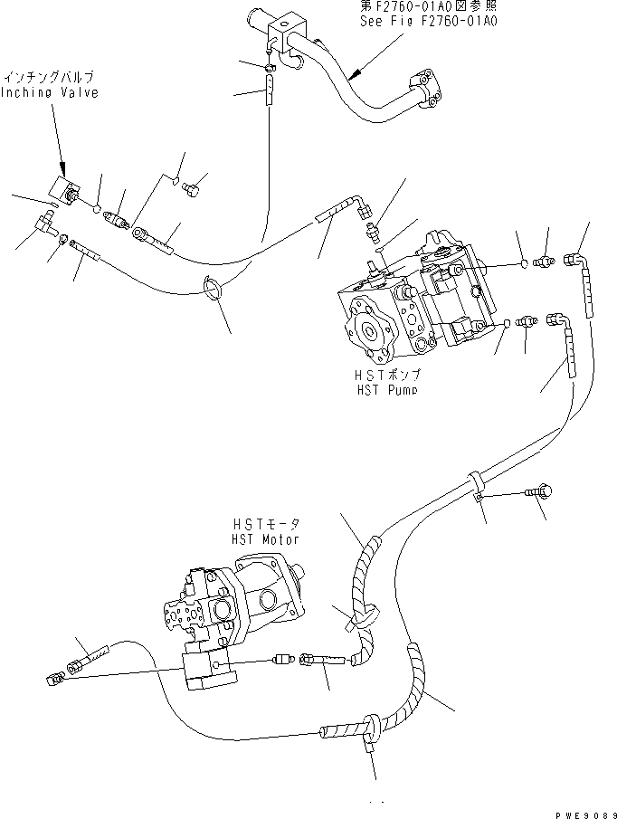 Схема запчастей Komatsu WA100M-3-CB - HST УПРАВЛ-Е ЛИНИЯ(№-) OPERATIORS ОБСТАНОВКА И СИСТЕМА УПРАВЛЕНИЯ