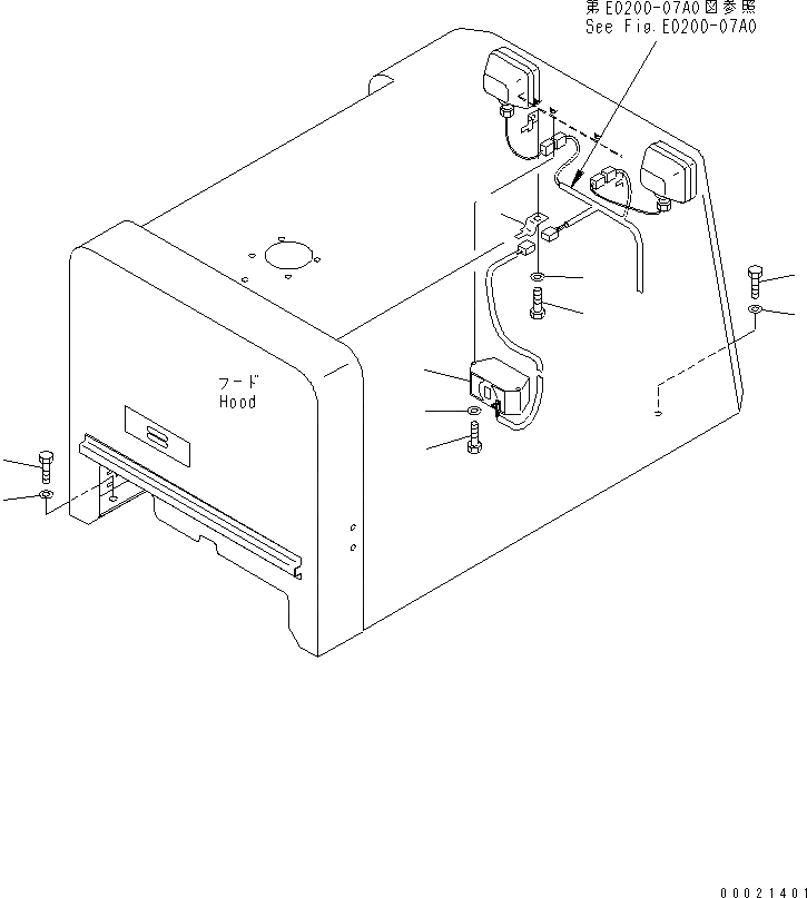 Схема запчастей Komatsu WA100M-3-CB - КАПОТ (СИГНАЛ. ЗАДНЕГО ХОДА)(№-) ЧАСТИ КОРПУСА